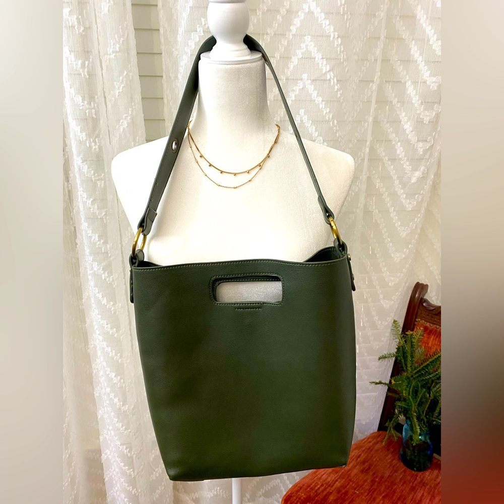 Anthropologie vegan leather green purse EUC